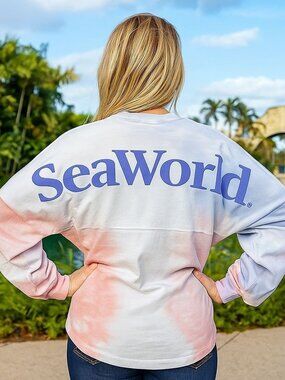 Seaworld Spirit Jersey Pink Purple and White Tie-dye Travel Resort Vacation XL‎